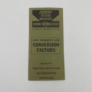 Vintage Forney Testing Machines Conversion Factors Pocket Guide Booklet Pamphlet